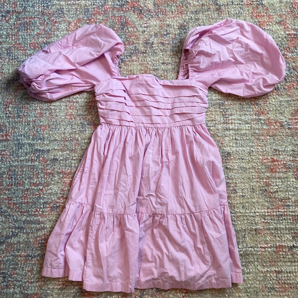 Abercrombie XS pink puff sleeve mini dress